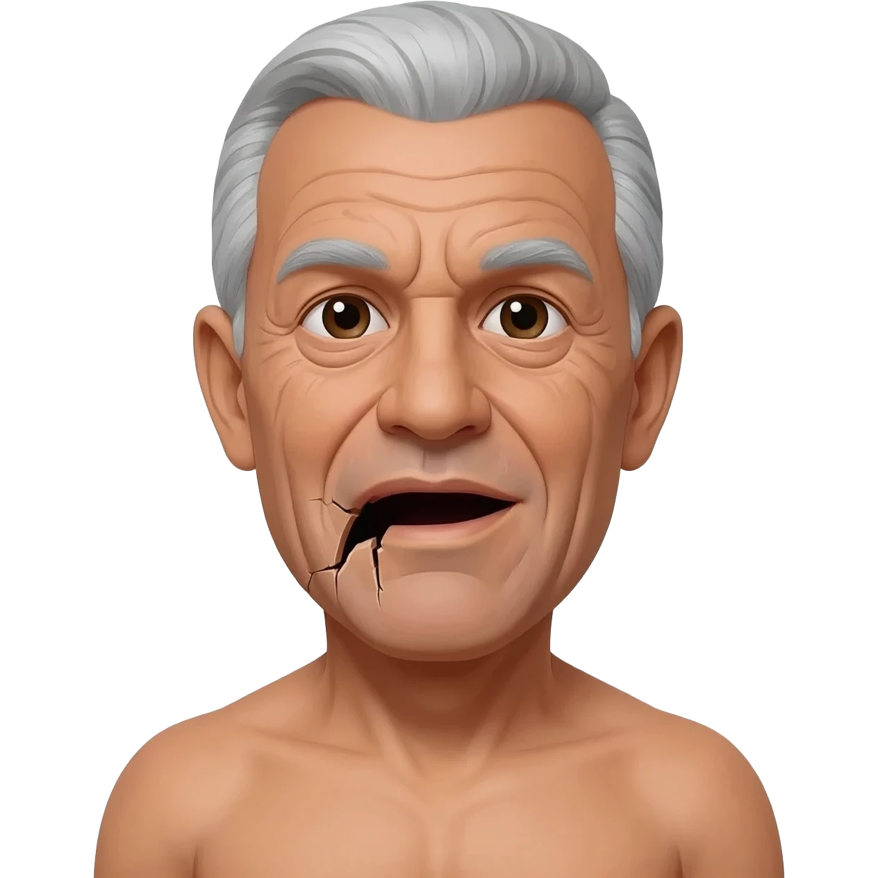 RFK Junior, u.s. health secretary, full body, a Grey haired old man with the voice of a broken robot with a wrinkly face that's "in shape" in a realistic photo style, full body, shirtless, full body, full body emoji