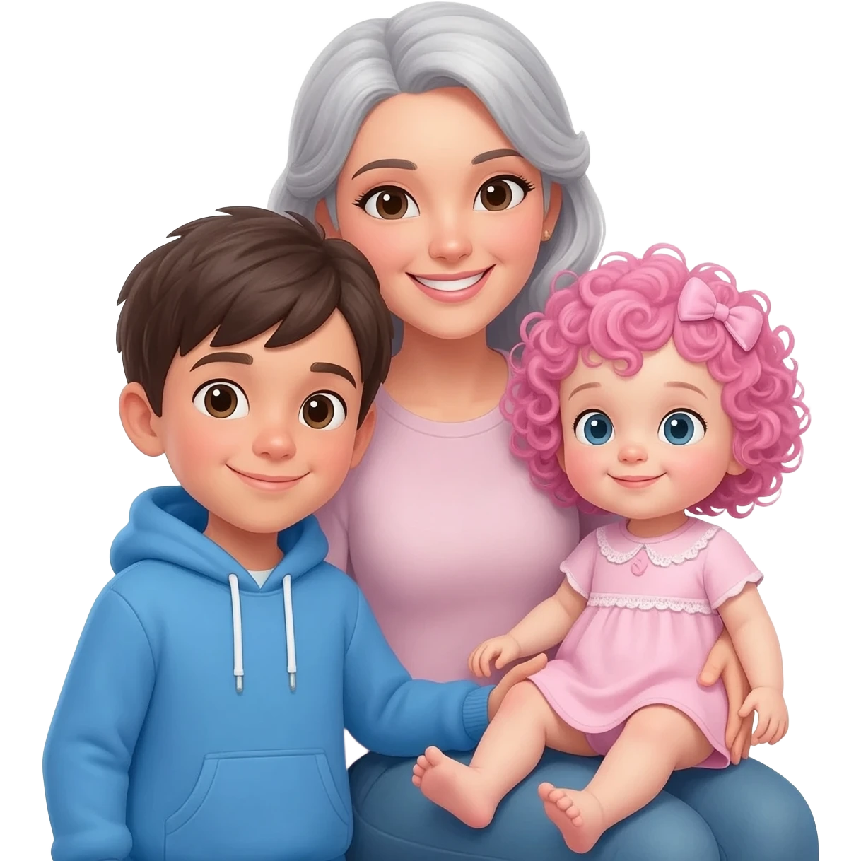 Baby girl big Brother with mumand mum emoji