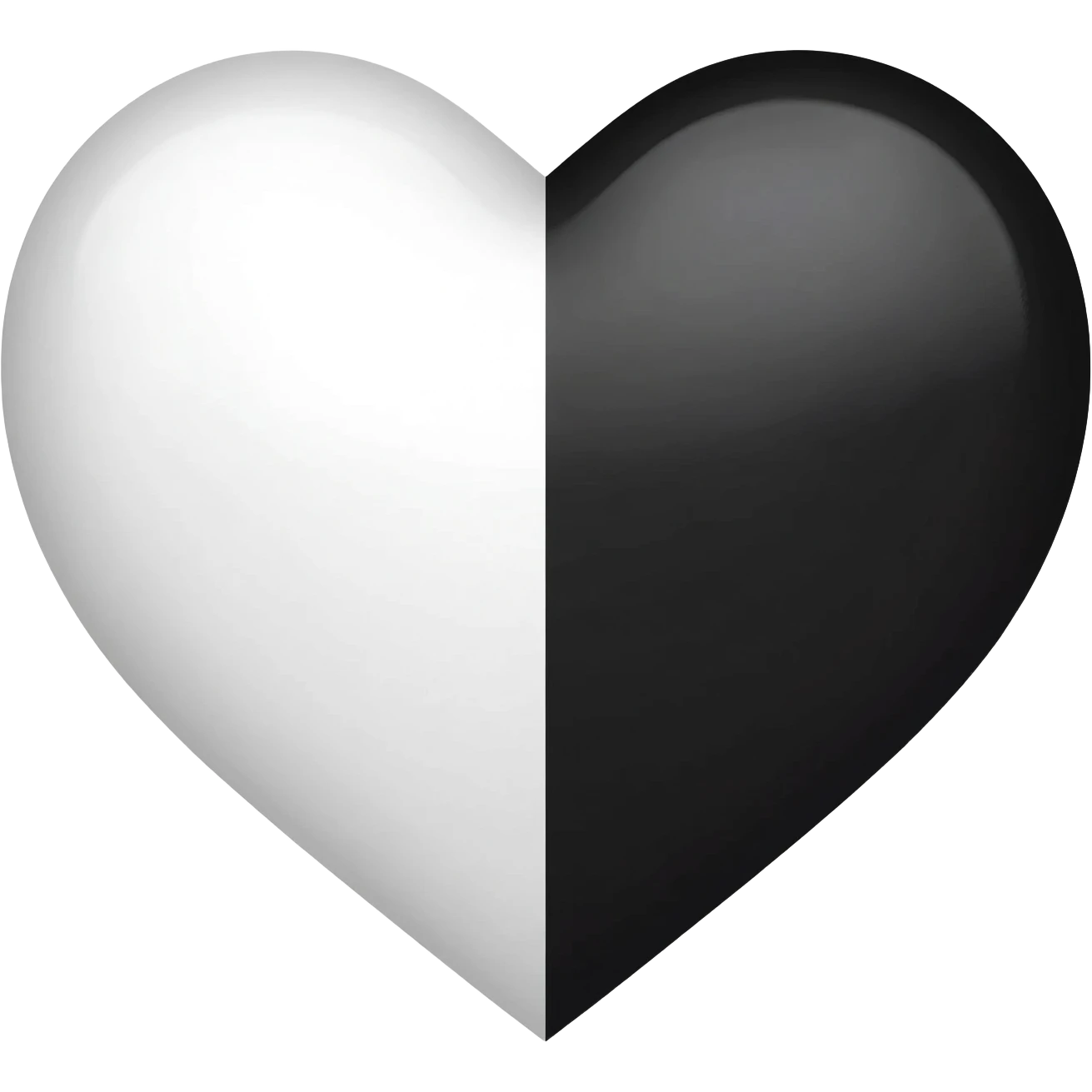 half white, half black heart emoji emoji