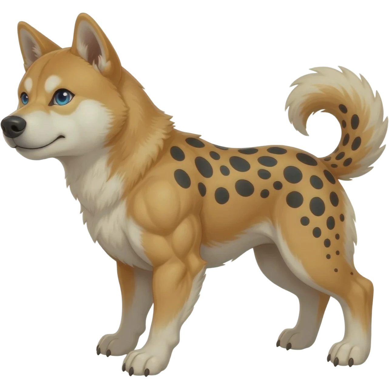 Dingo-Shiba Inu-Husky-Hyena-hybrid,  full body emoji