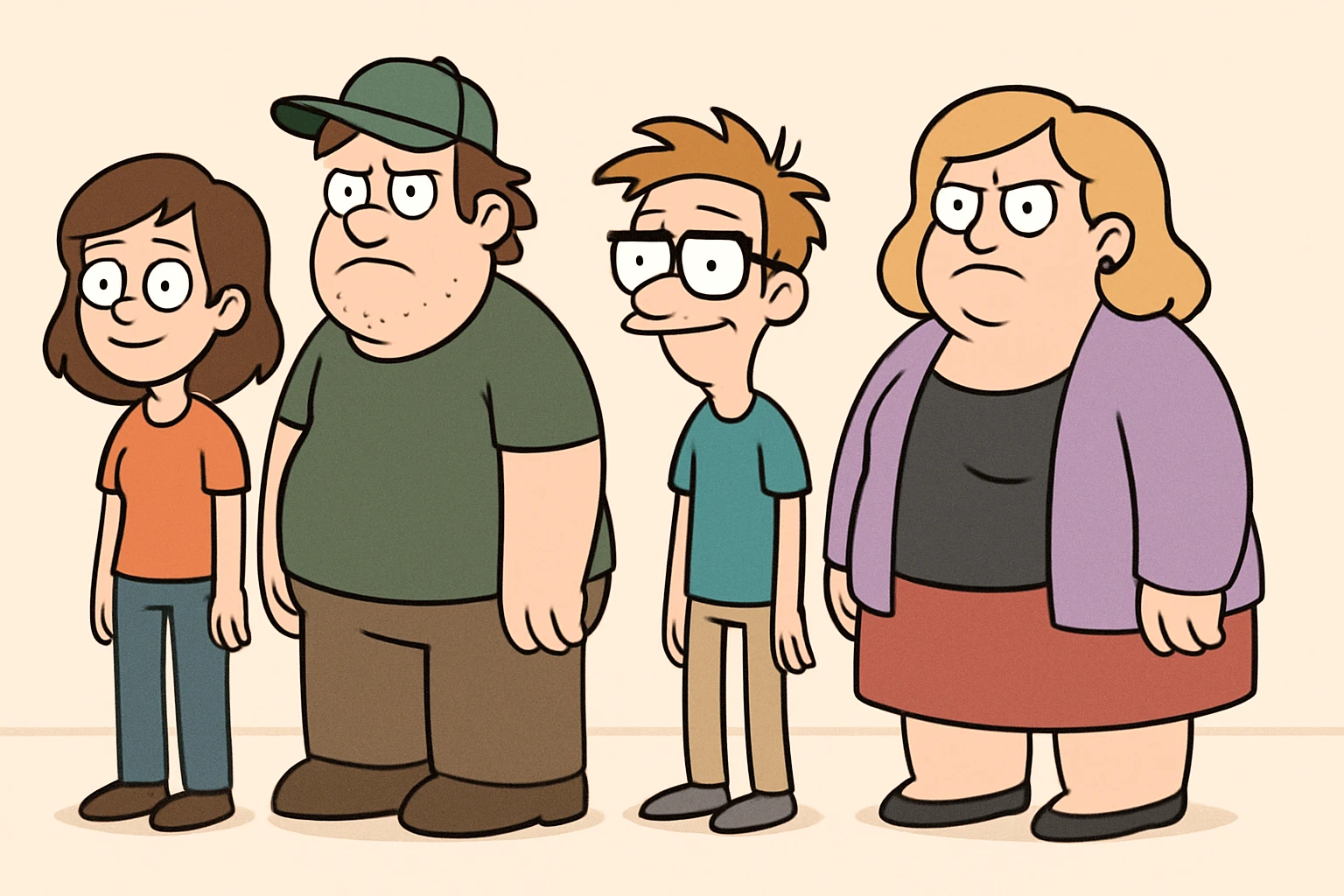 four simple character style Adams standing side by side emoji