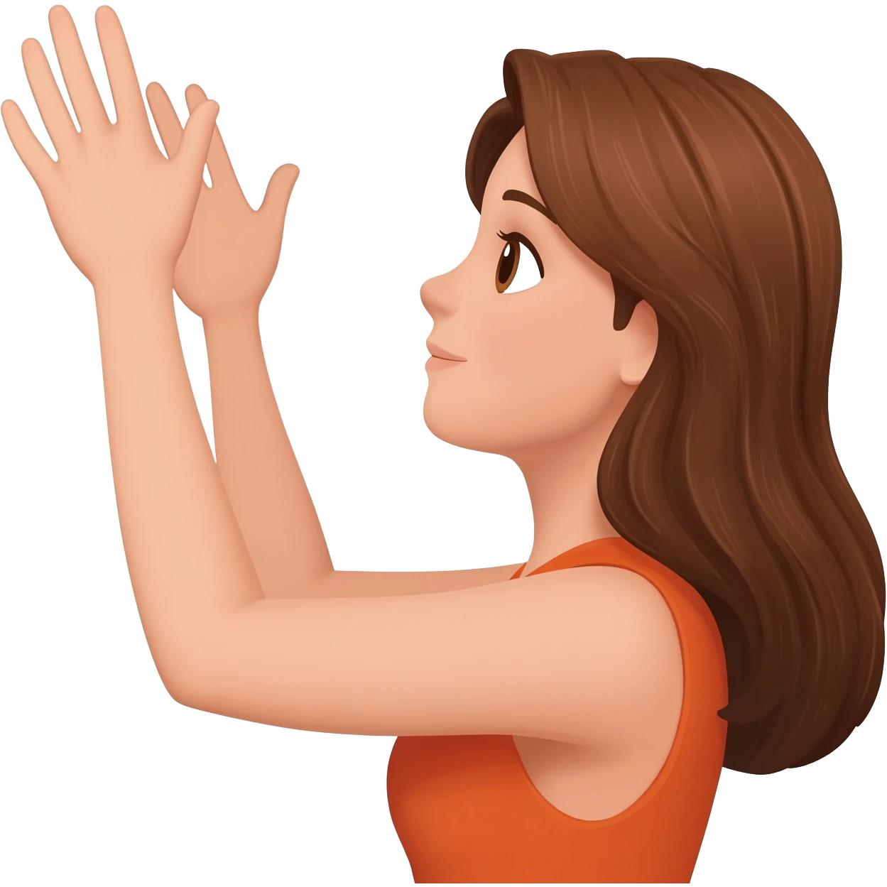 Ellerini yukarı dogru acmis kadin sag profilden emoji