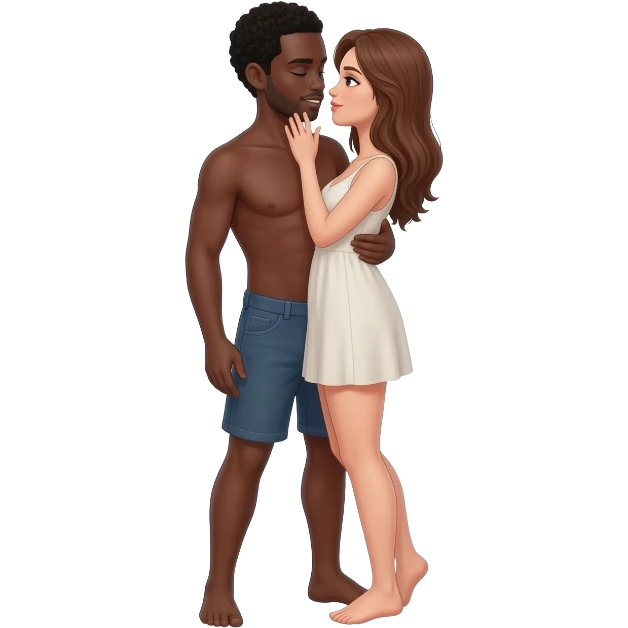 Black Man emoji and brown hair white girl emoji having sex emoji