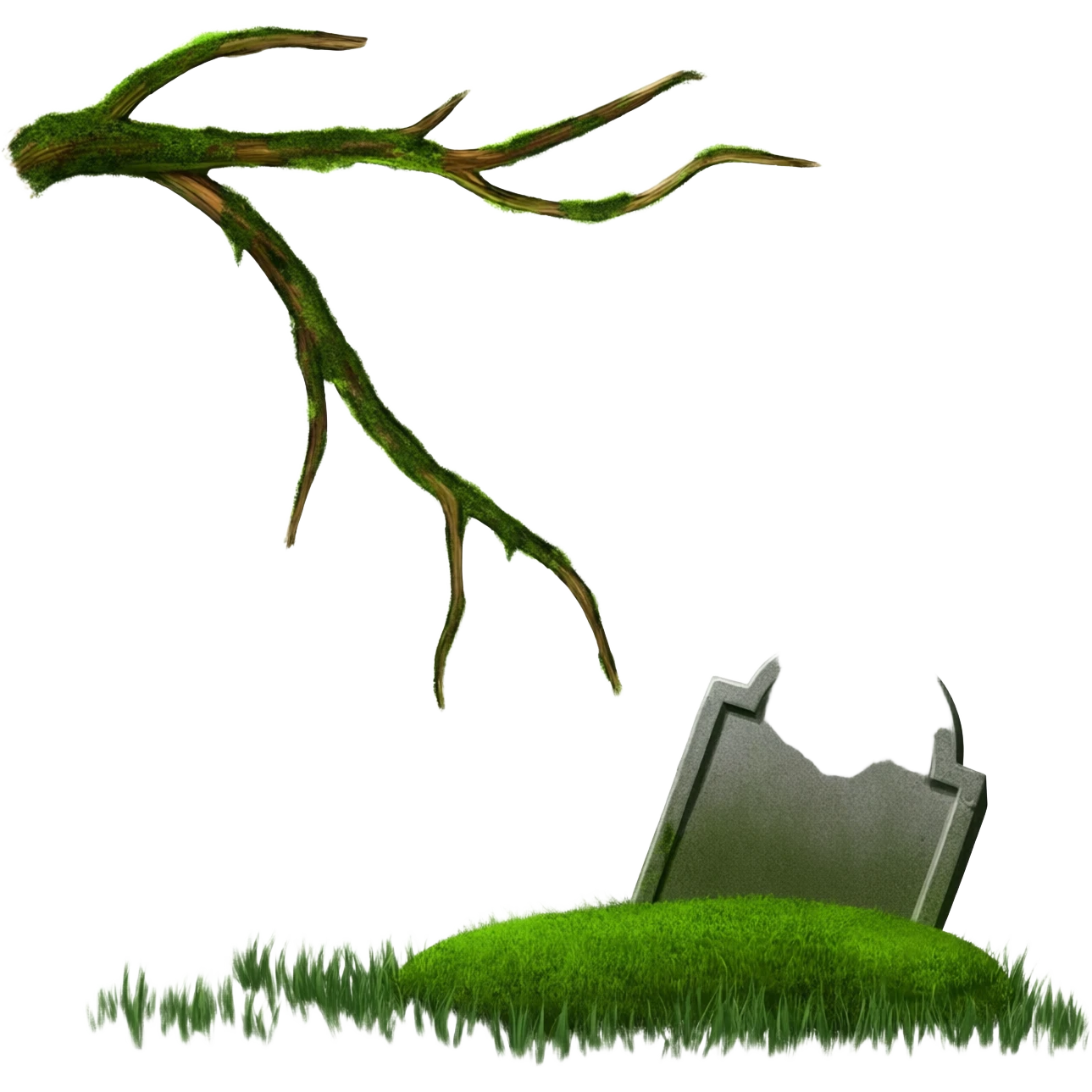 green arm reaching of ground with grave emoji