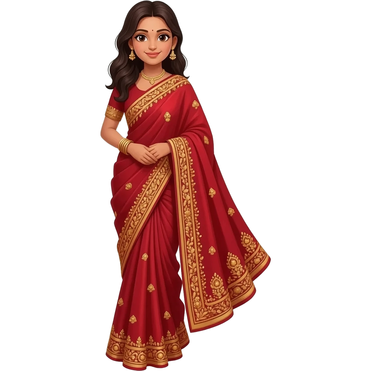 A girl in red sarree standing emoji