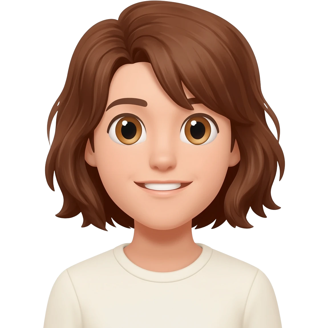 Brown hair with emoji