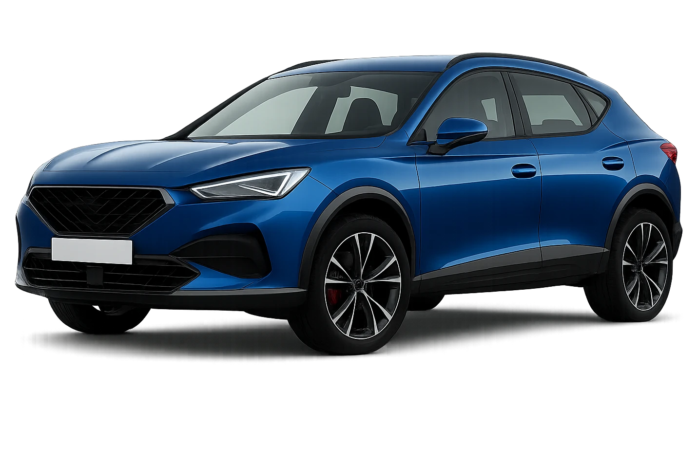 Make the navy blue car color brighter by +5, keep the background transparent, and remove the logo. Maintain the style and details of the original image. emoji