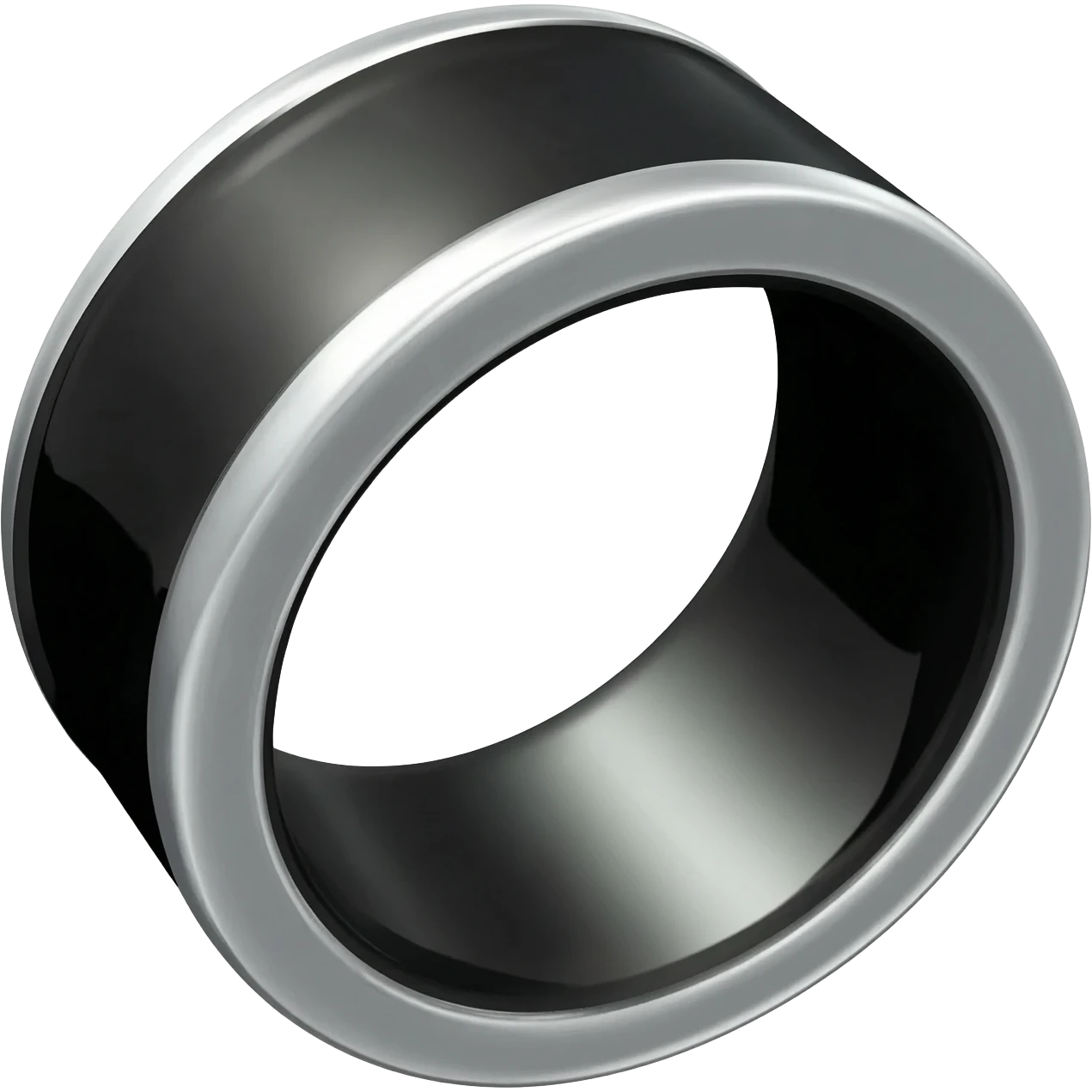 Obsidian ring, with a THIN silver line around the center emoji