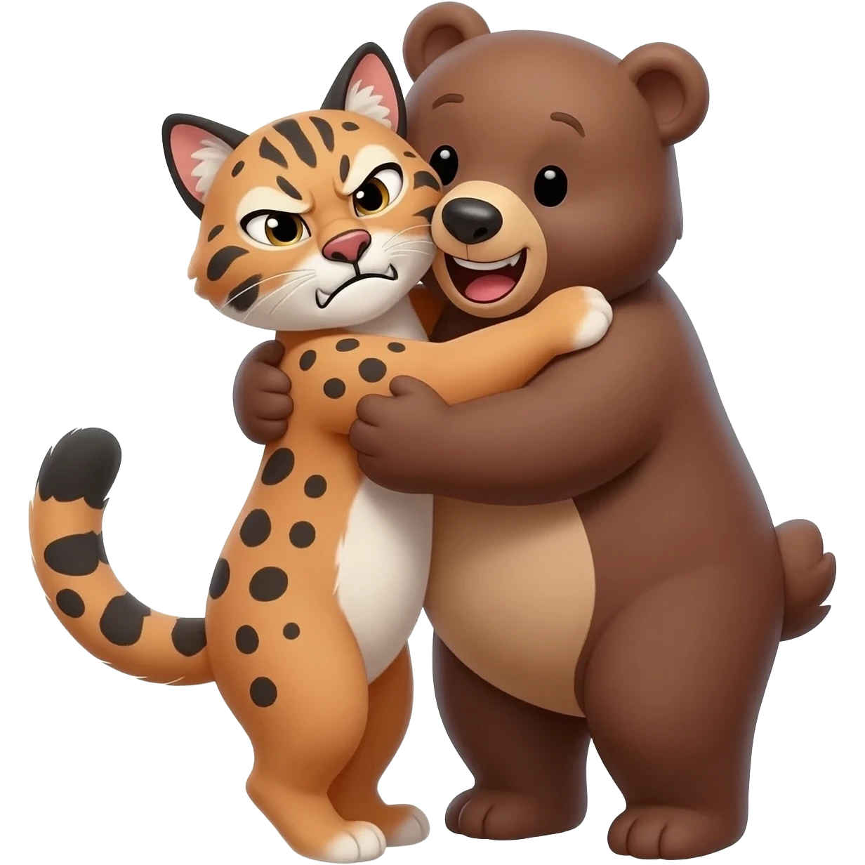 lovely amd laughing bear hugs angry lynx emoji