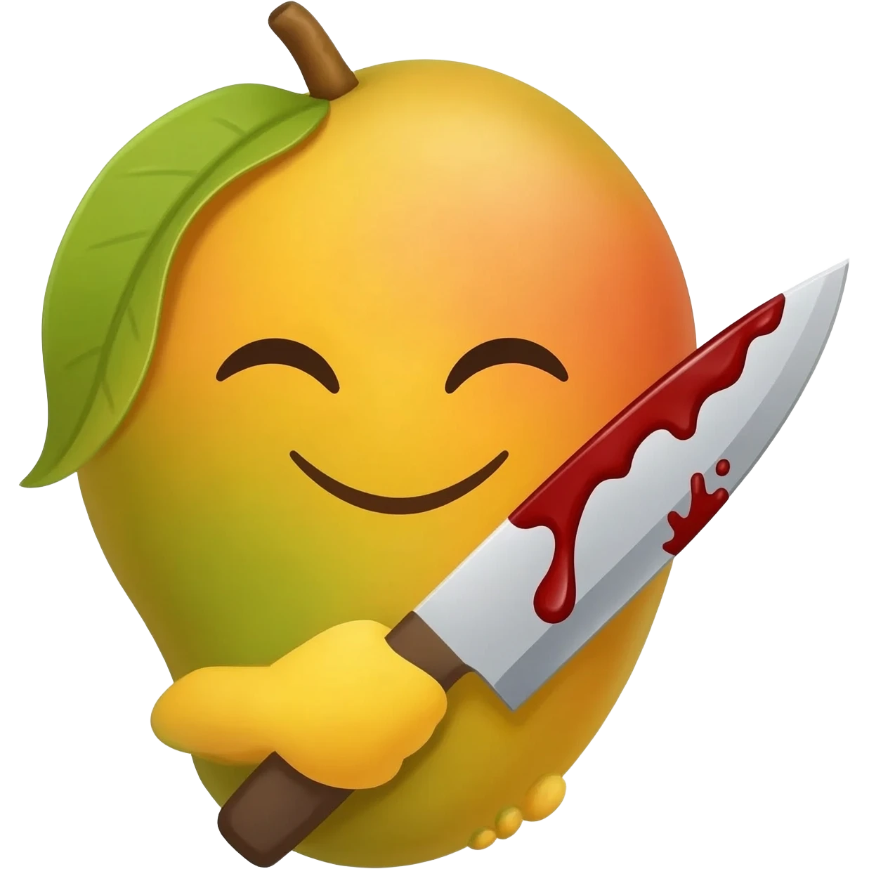a smiling mangowith a bloody knife emoji