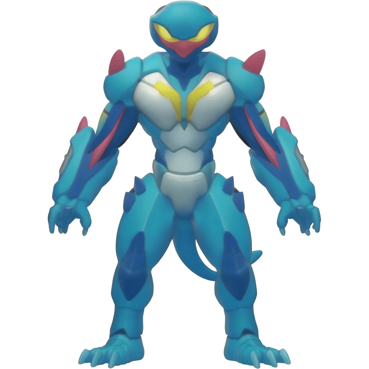 Blue and magenta and yellow hydro-elemental Virizion-Trico-Amaura-Shaymin-hybrid-creature (full body) emoji