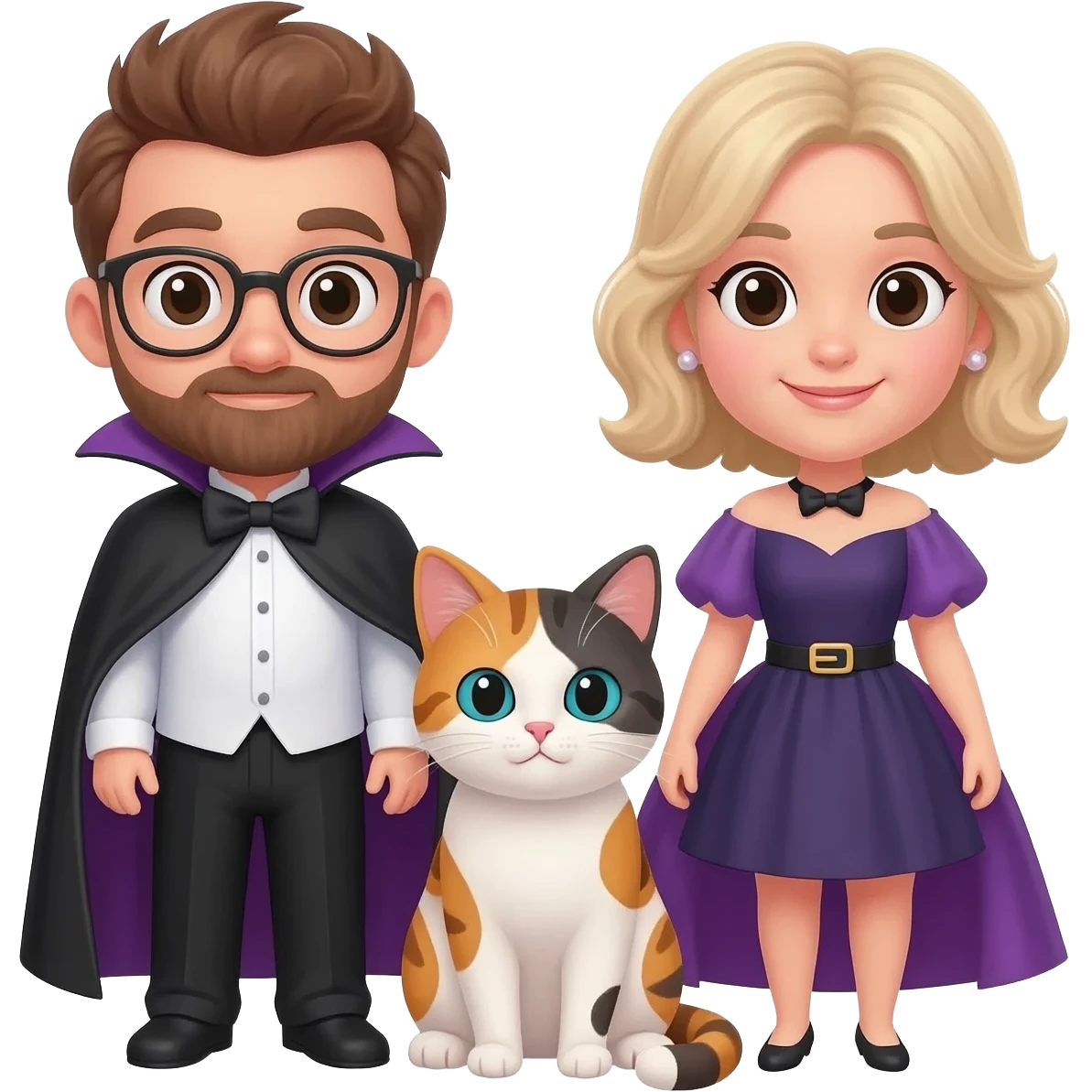 magician couple and their pet cat emoji