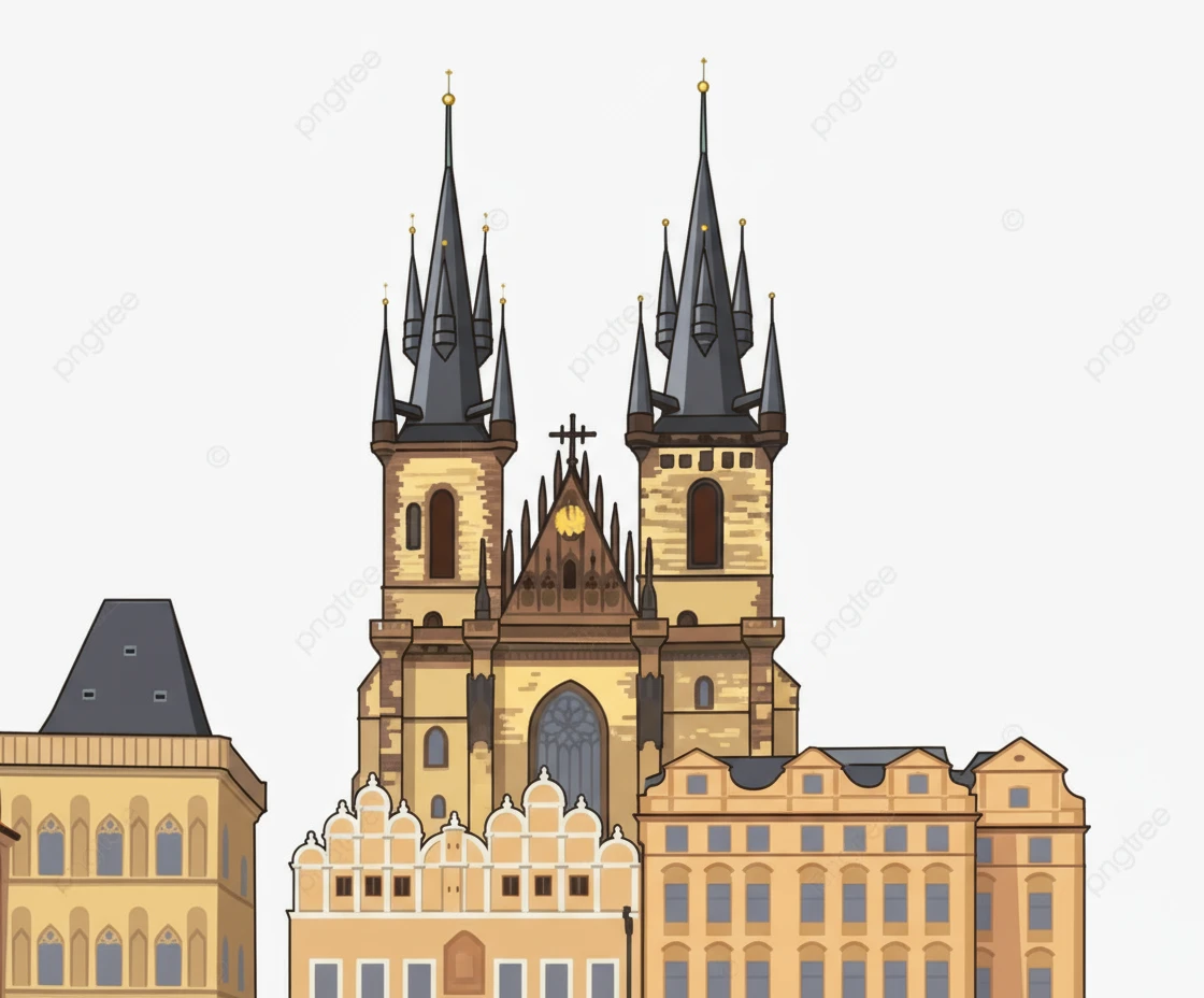 нарисуй эти башни в Праге в виде эмоджи, без фона emoji