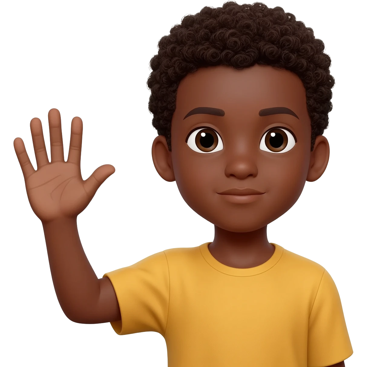 sad not happy black boy waving curly hair emoji