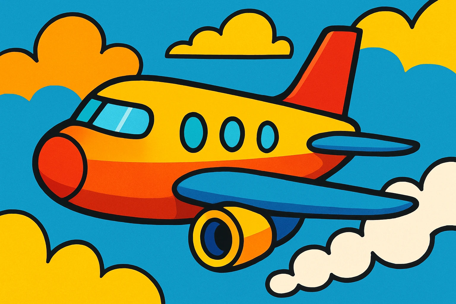 aeroplane, vibrant cartoon style emoji