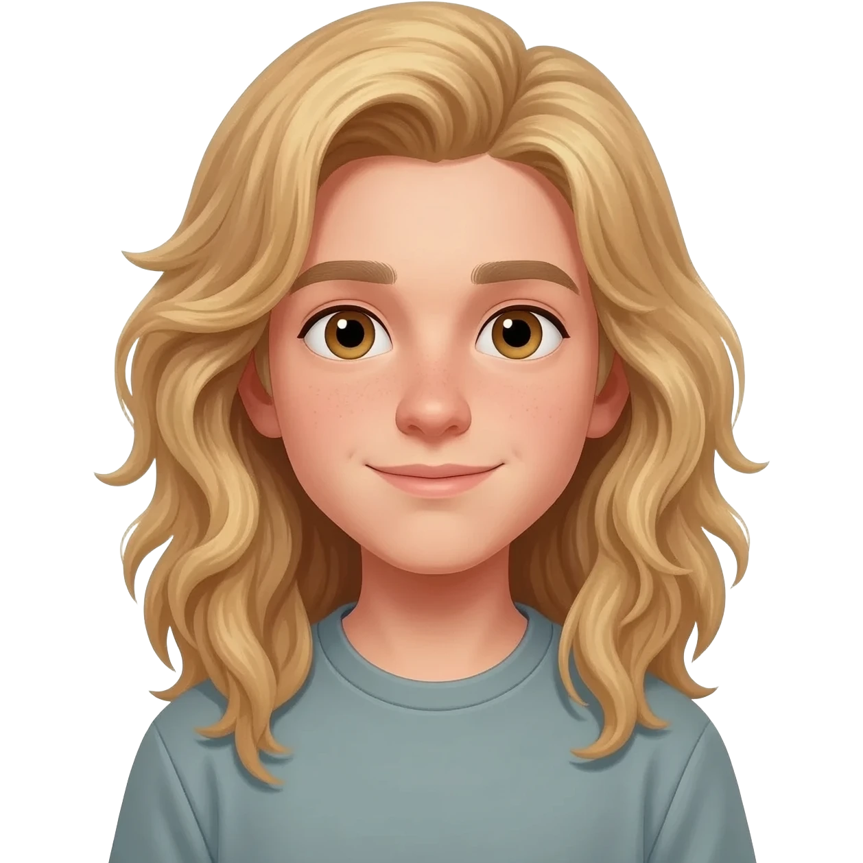 boy with the longest blonde wavy hair , crewneck emoji