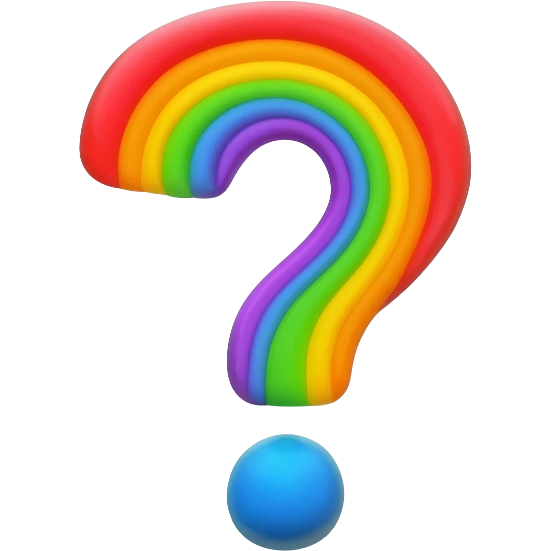 point d'interrogation couleur arc en ciel emoji