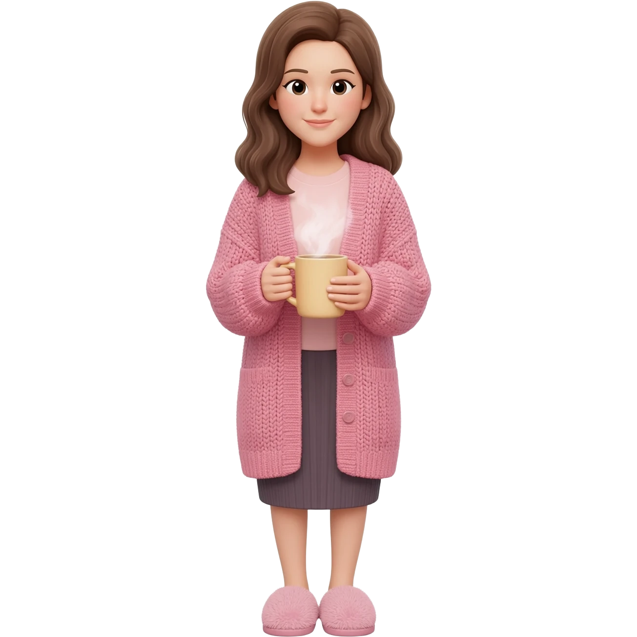 Emoji woman with pink cozy clothes emoji