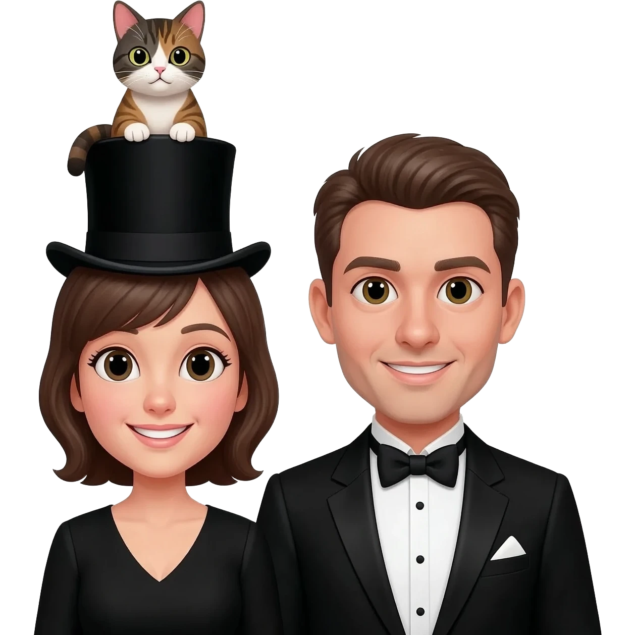 magician couple and their pet cat emoji