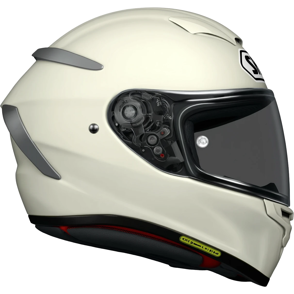 shoei glamster motorcycle helmet; off white color; sideview facing right emoji