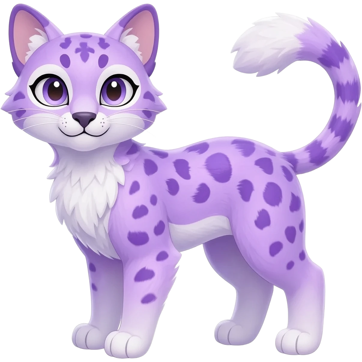 Colorful dark tropical pastel-lilac-lavender-violet pale light pastel white glorious divine exotic cute cool beautiful shiny beautiful fantasy-caracal-civet-genet-sergal-vernid-Gryphon-Cacomistle-Trico-oncilla-animal-Fakémon-hybrid-fursona (full body) emoji