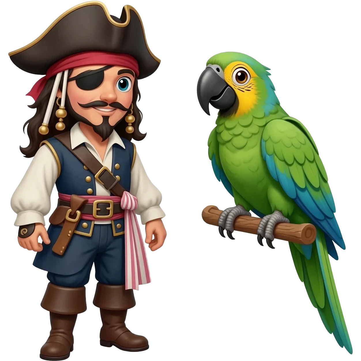 pirate and parrot emoji