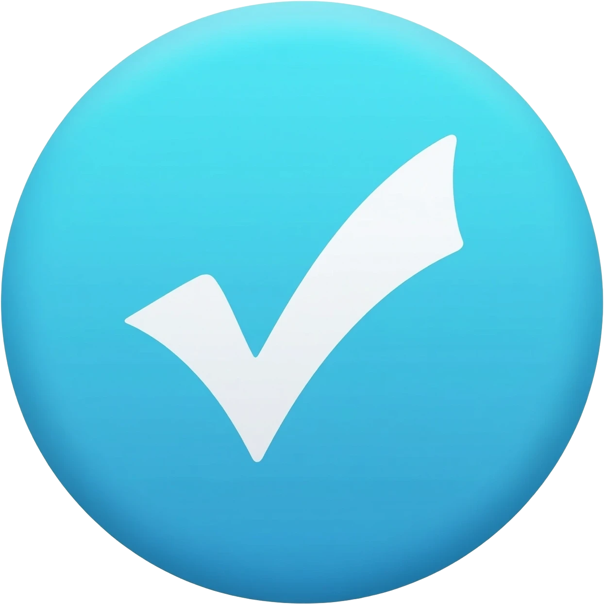 Quiero un emoji que sea de con icono de verificación azul claro y redondo emoji