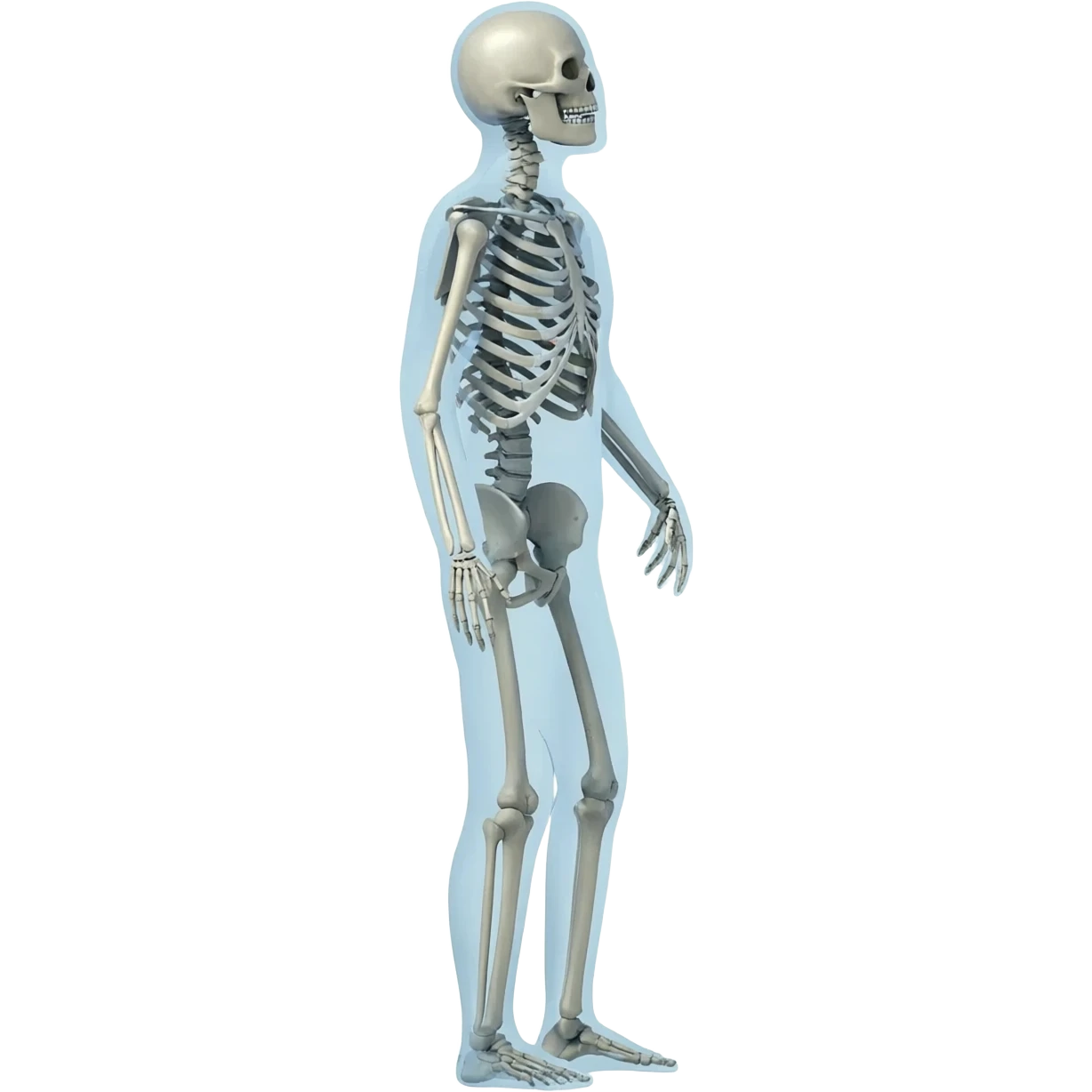 Esqueleto de cuerpo adulto completo, postura lateral derecho emoji