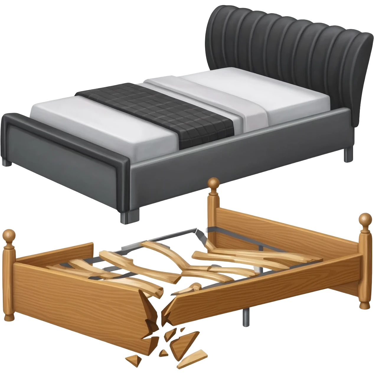 Bed vs broken bed emoji