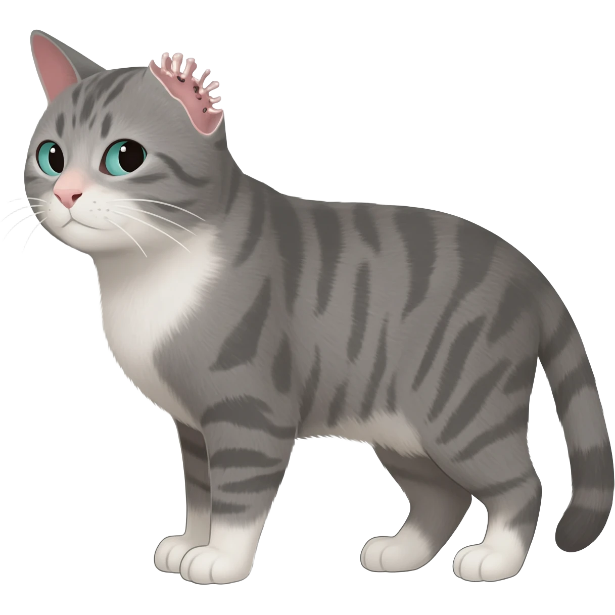 grey and white tabby cat snipped ear emoji