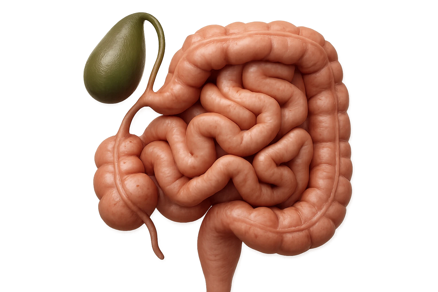 CISTIFELLEA E INTESTINO SONO COLLEGATI NEL DOLORE, SENZA SCRITTE E L'INTESTINO FALLO PERFETTO E REALISTICO, NON DISEGNATO iperrealistico 4k emoji
