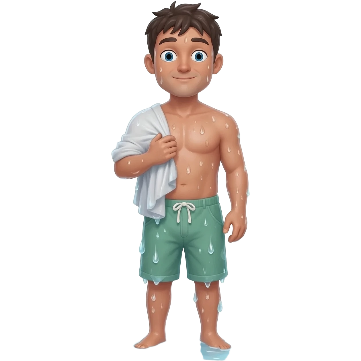 man soaking wet full body with clothes emoji