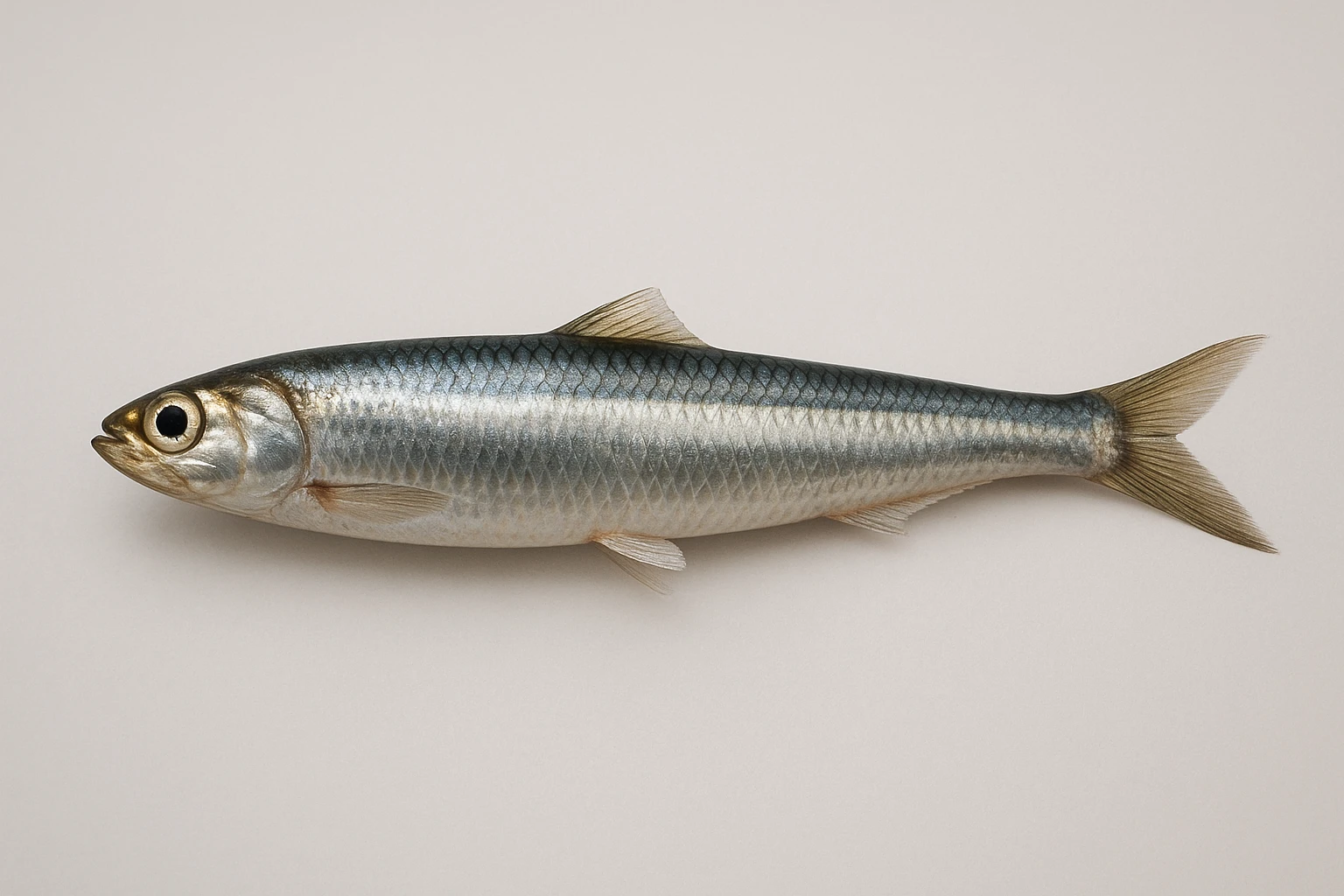 realistic hamsi anchovy fish with shiny scales, side view emoji