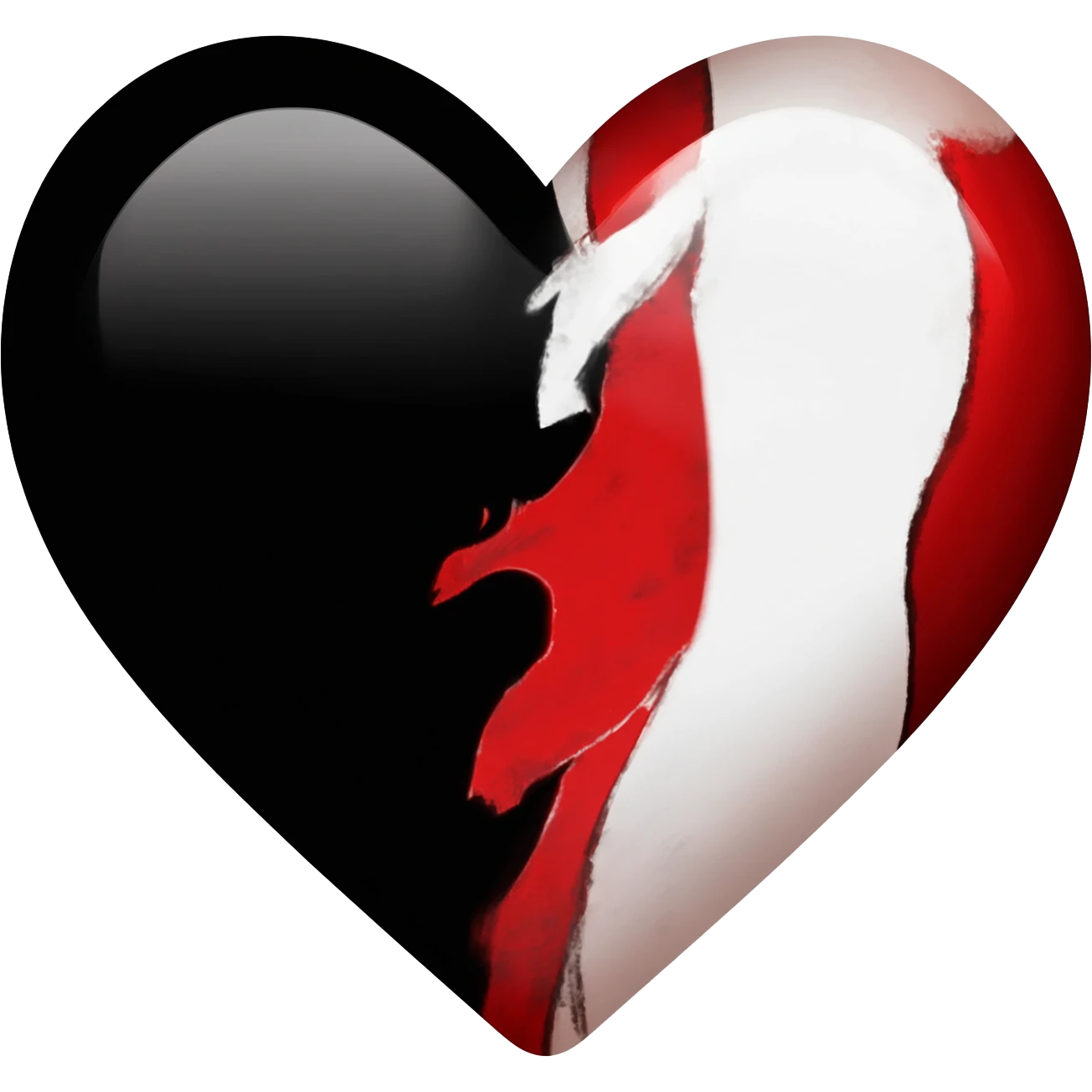 Gothic black and red and white heart emoji