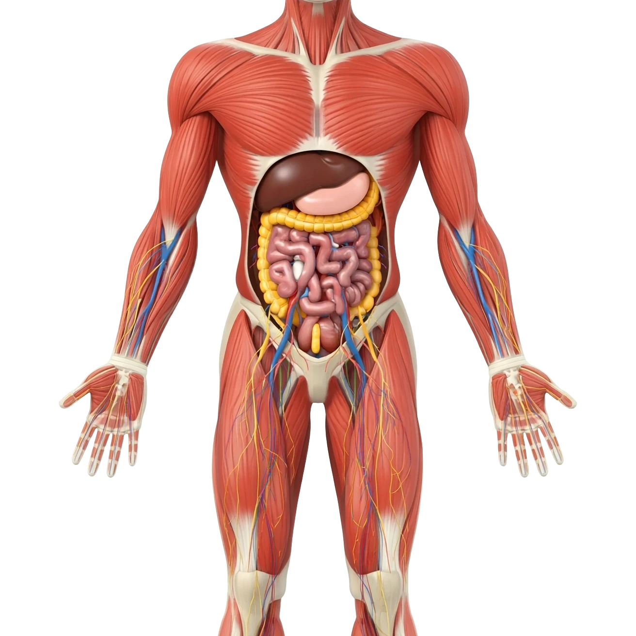 Maqueta cuerpo humano con todos los órganos y músculos visibles emoji