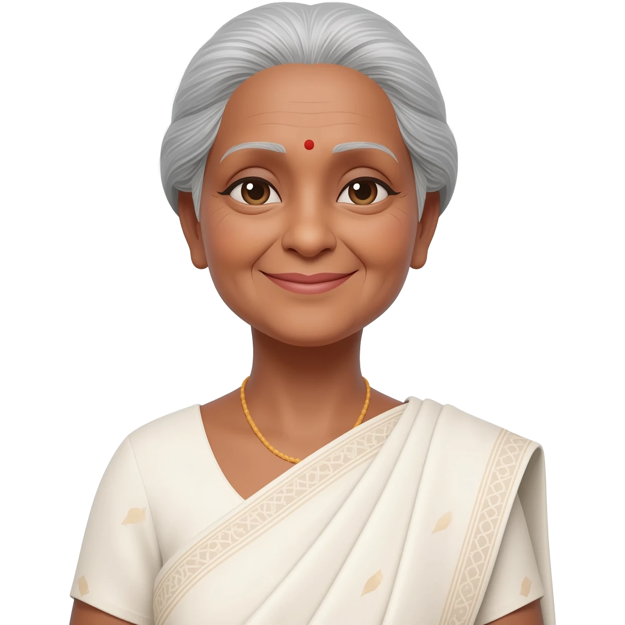 old lady in white saree emoji