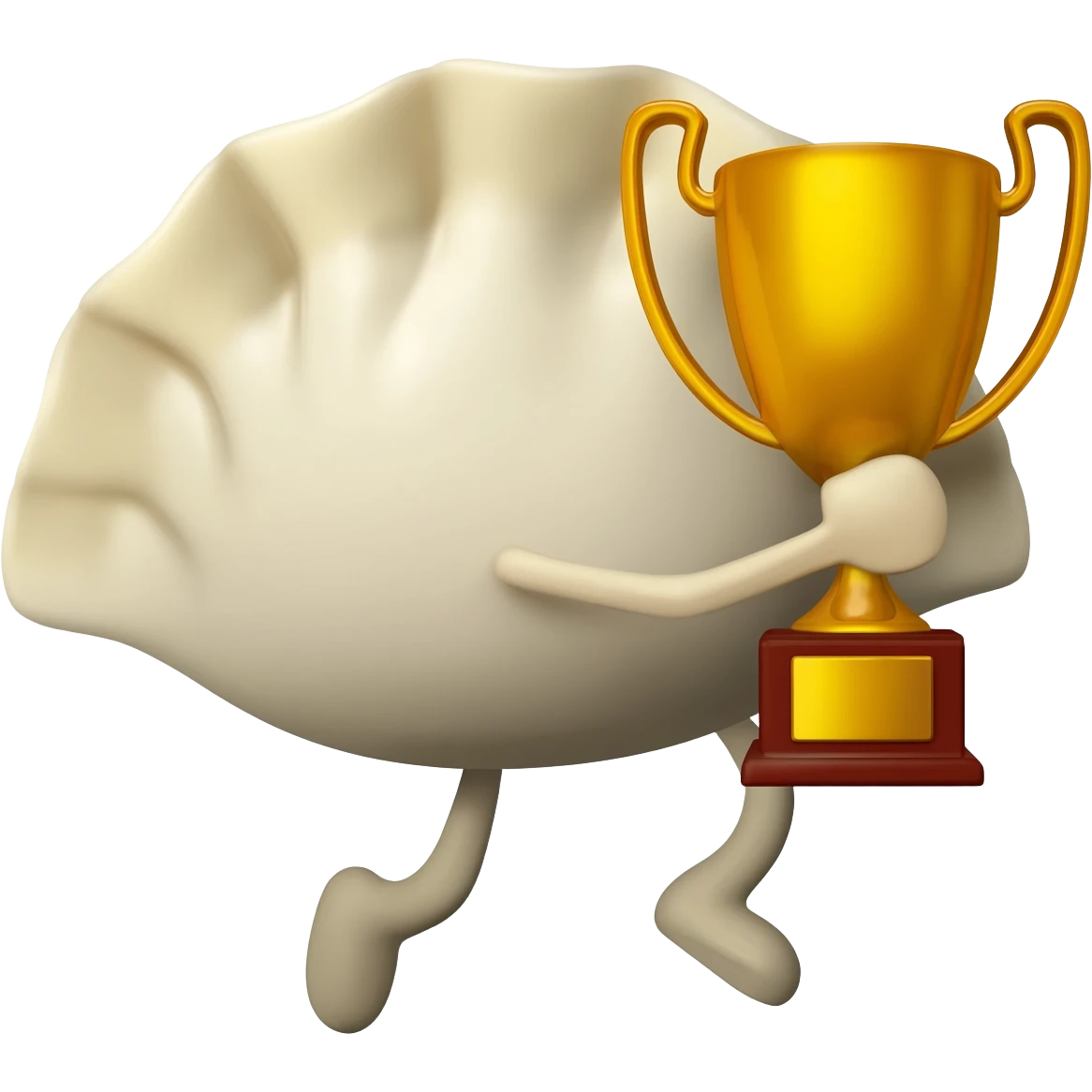 пельмешка обнимает кубок и радуется победе emoji