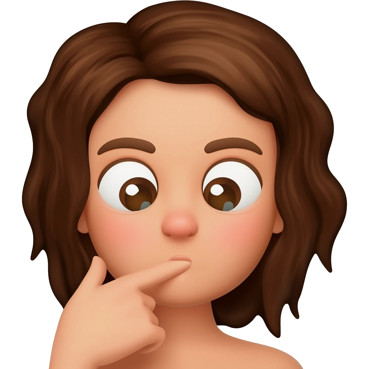 Brunette emoji girl biting finger in flirtatious way emoji