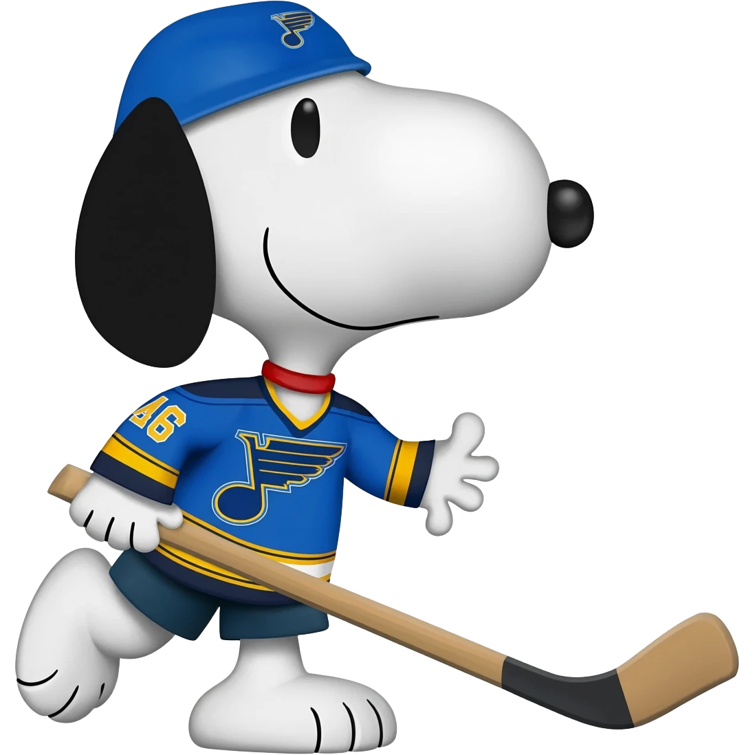 snoopy with a hockey stick wearing a st louis blues jersey emoji