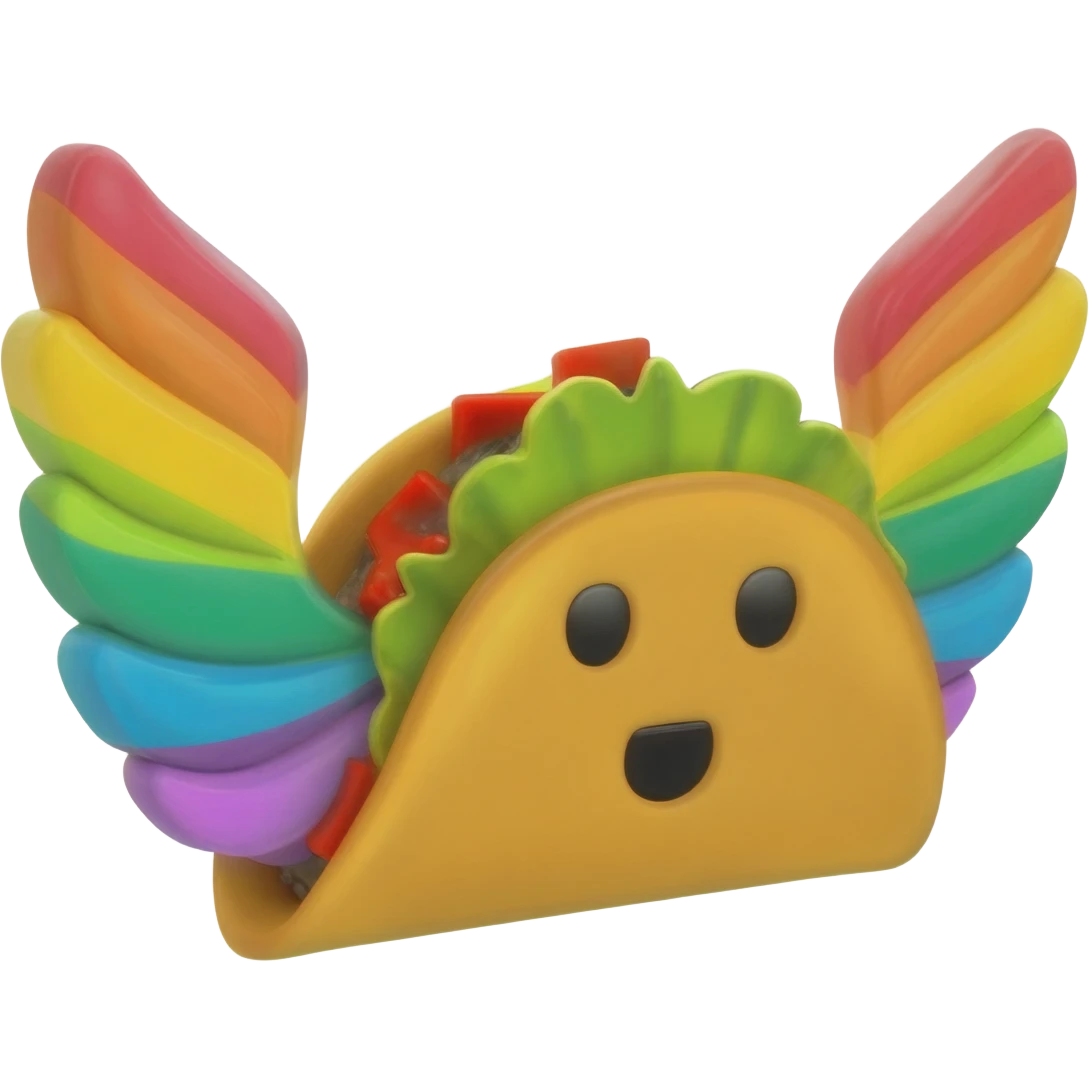 Rainbow taco lucky block with rainbow wings emoji