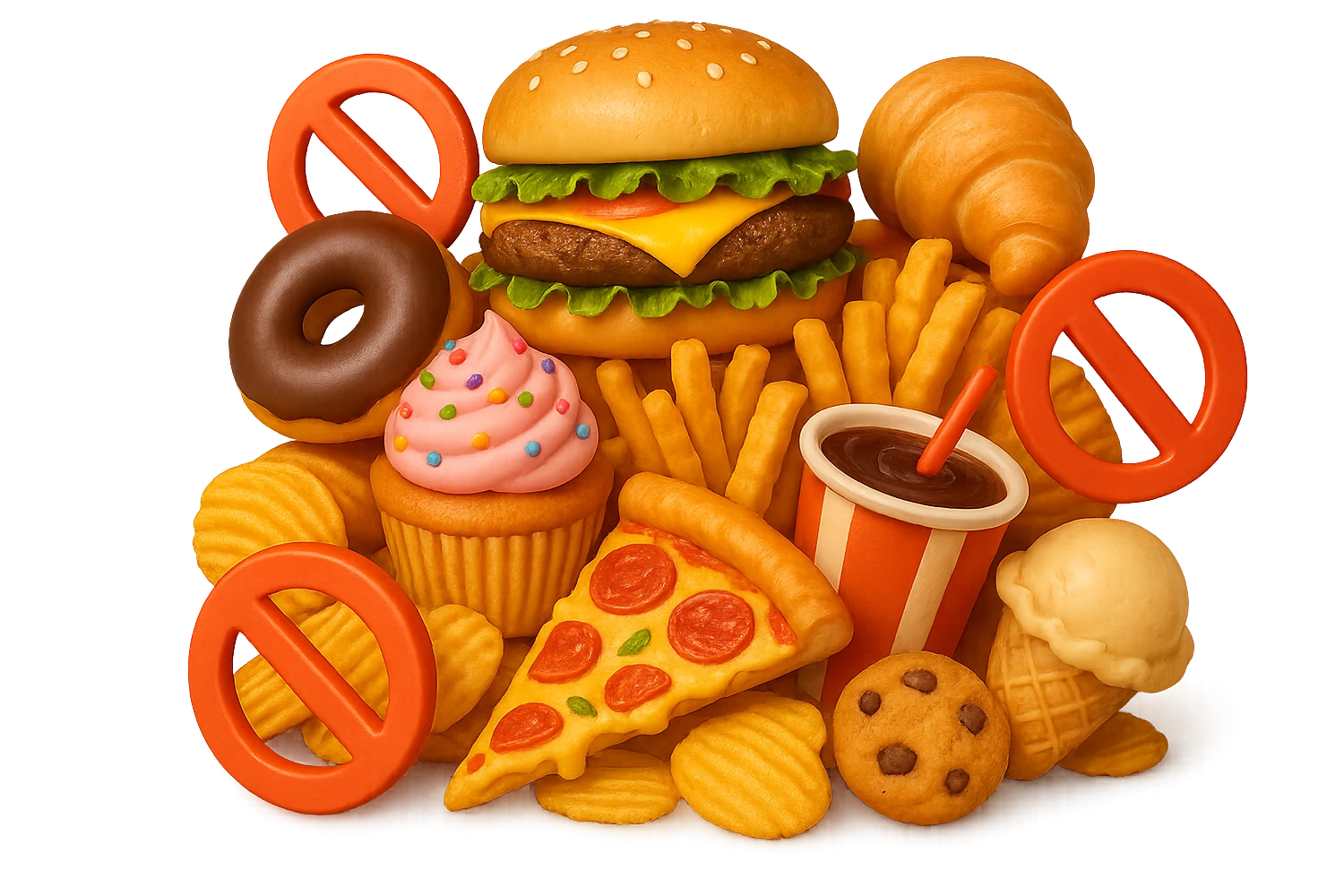 EMOJI STILE IPHONE DI UNa montagna di cibo con divieti 3d sparsi, IPERREALISTICO 4K emoji