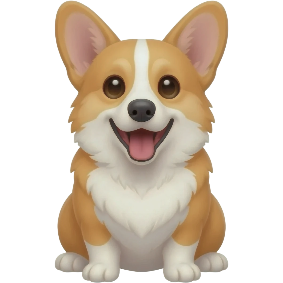 The corgi sits frontally with its mouth open. emoji