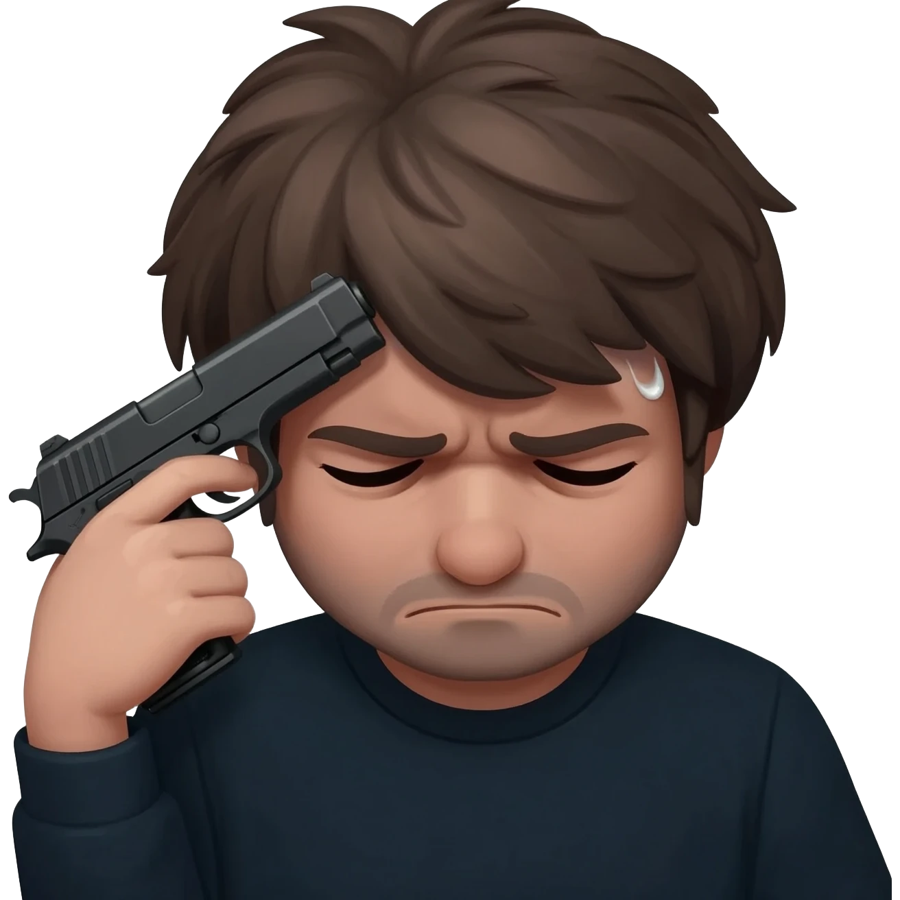 putting gun to my temple in frustration with headache emoji