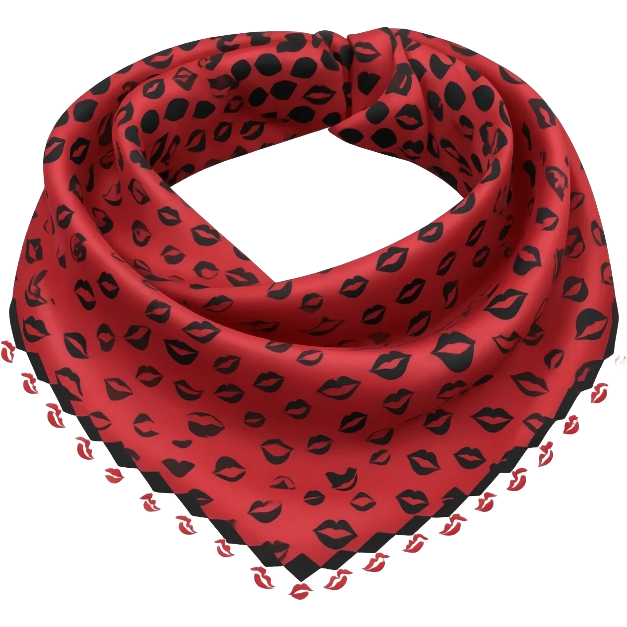 shmagh scarf with small red lip kisses emoji around emoji