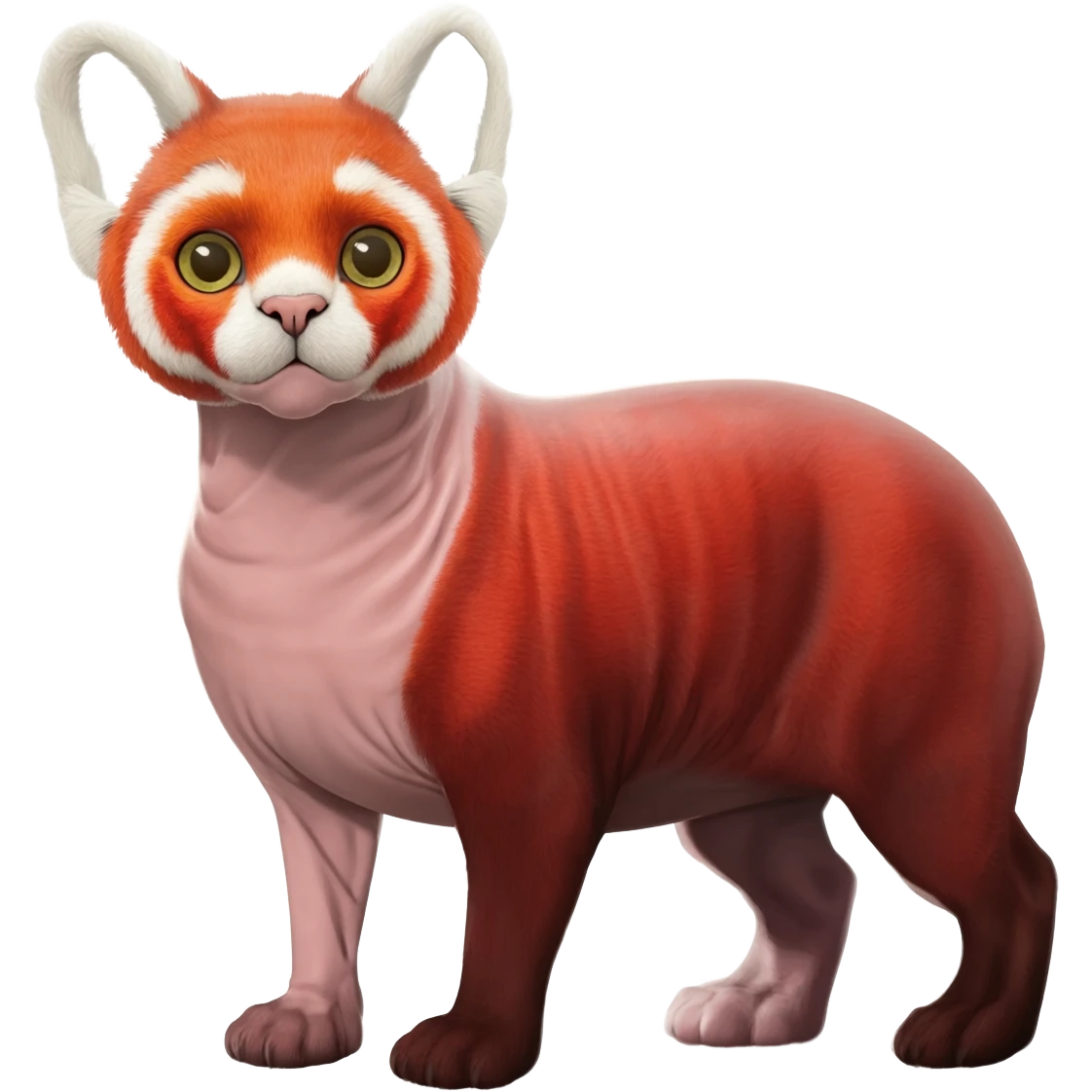 Caracal-Sphynx-Red-Panda-fusion-hybrid-animal-creature, full body emoji