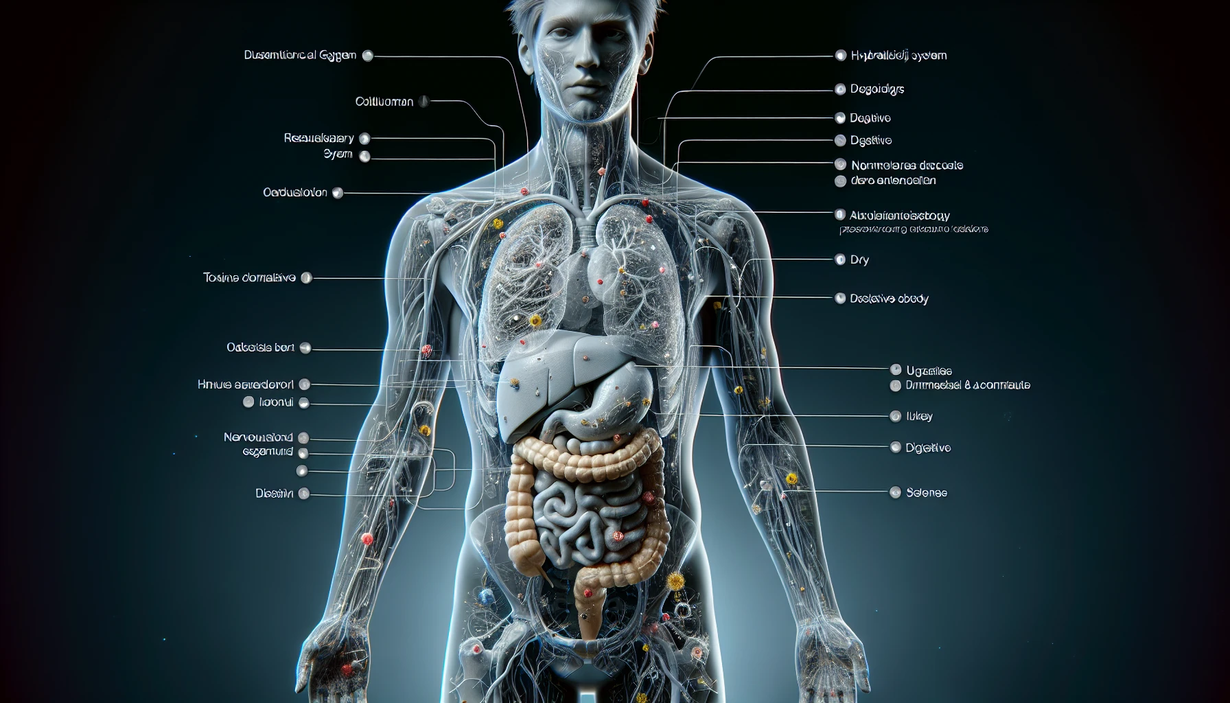 corpo umano anatomico che accumula tossine e malattie nel corpo , iperrealistico 4k emoji