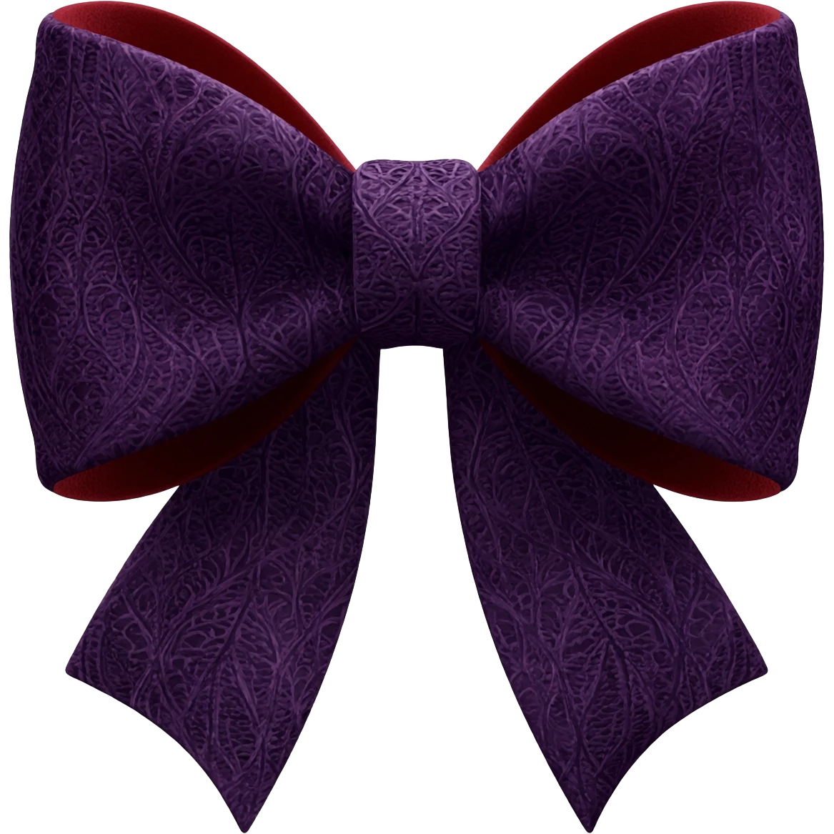 Whimsical Gothic isolated 3d rendering fabric bow, transparent background. Must be extremely detailed, a whimigoth color scheme and print, appear as though its real fabric, 8k hd, 600 dpi (seed:::635342403) emoji