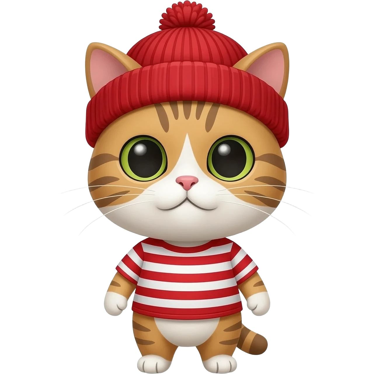 cat red striped shirt red striped beanie emoji