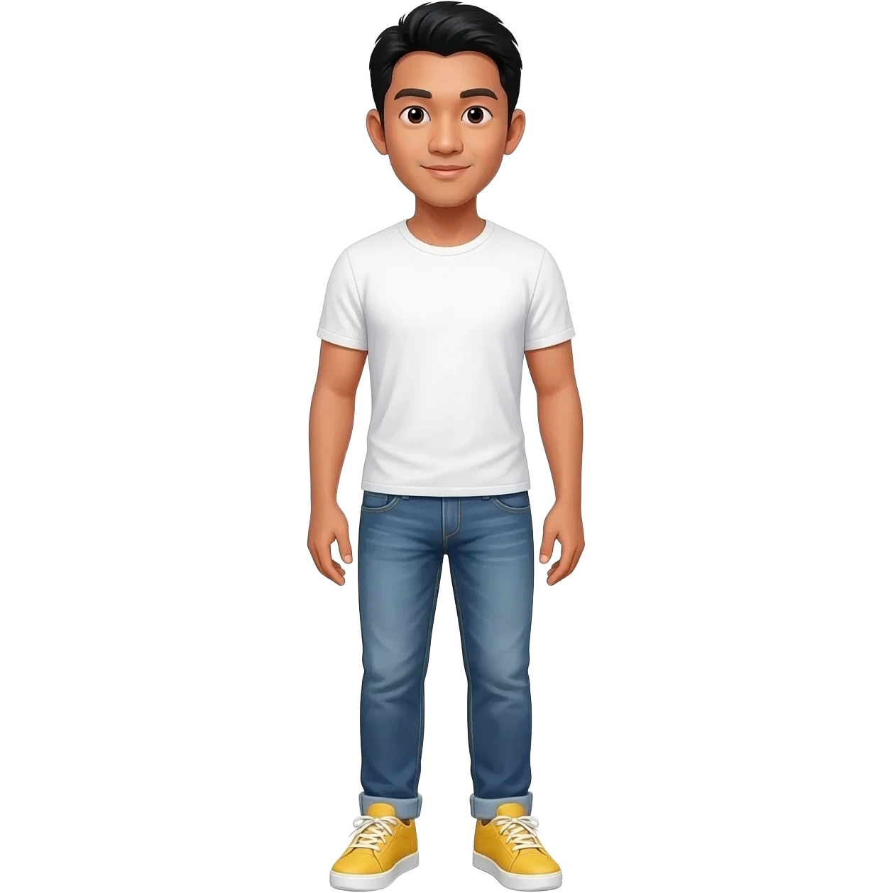 Filipino man white t-shirt denim jeans with yellow sneakers  emoji
