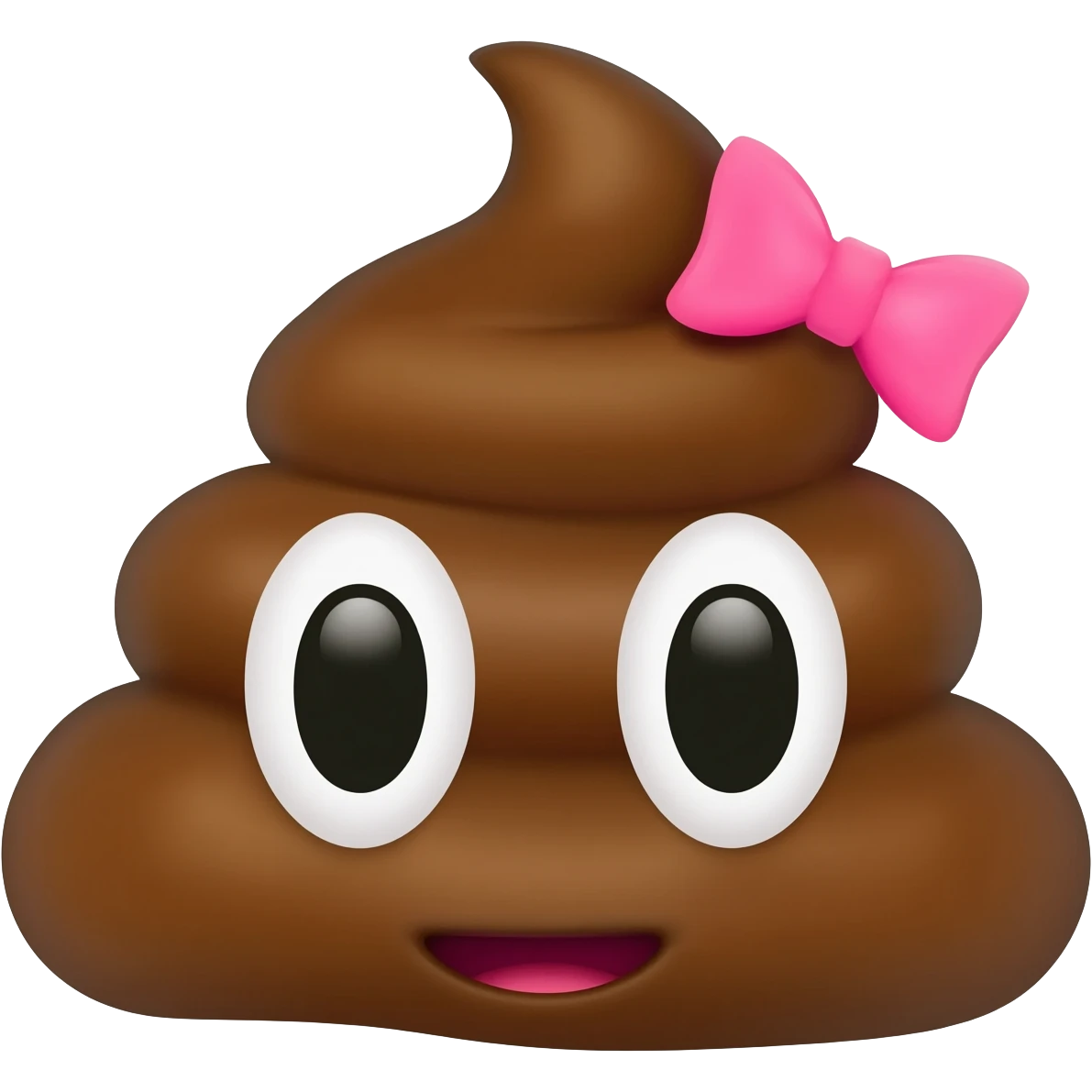 Pink bow on the shit with eyes and mouth emoji